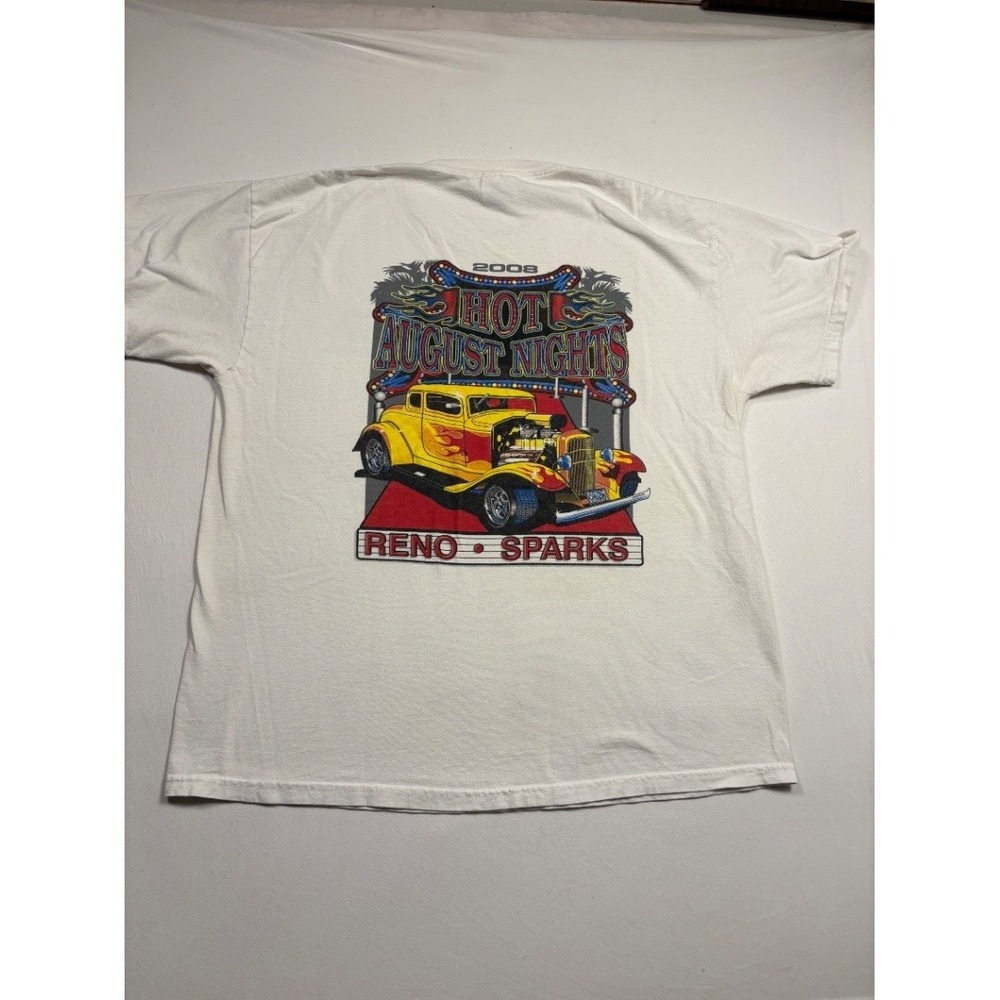 Vintage Hanes Men's XL Hot August Nights 2008 Reno Sparks T Shirt Stains